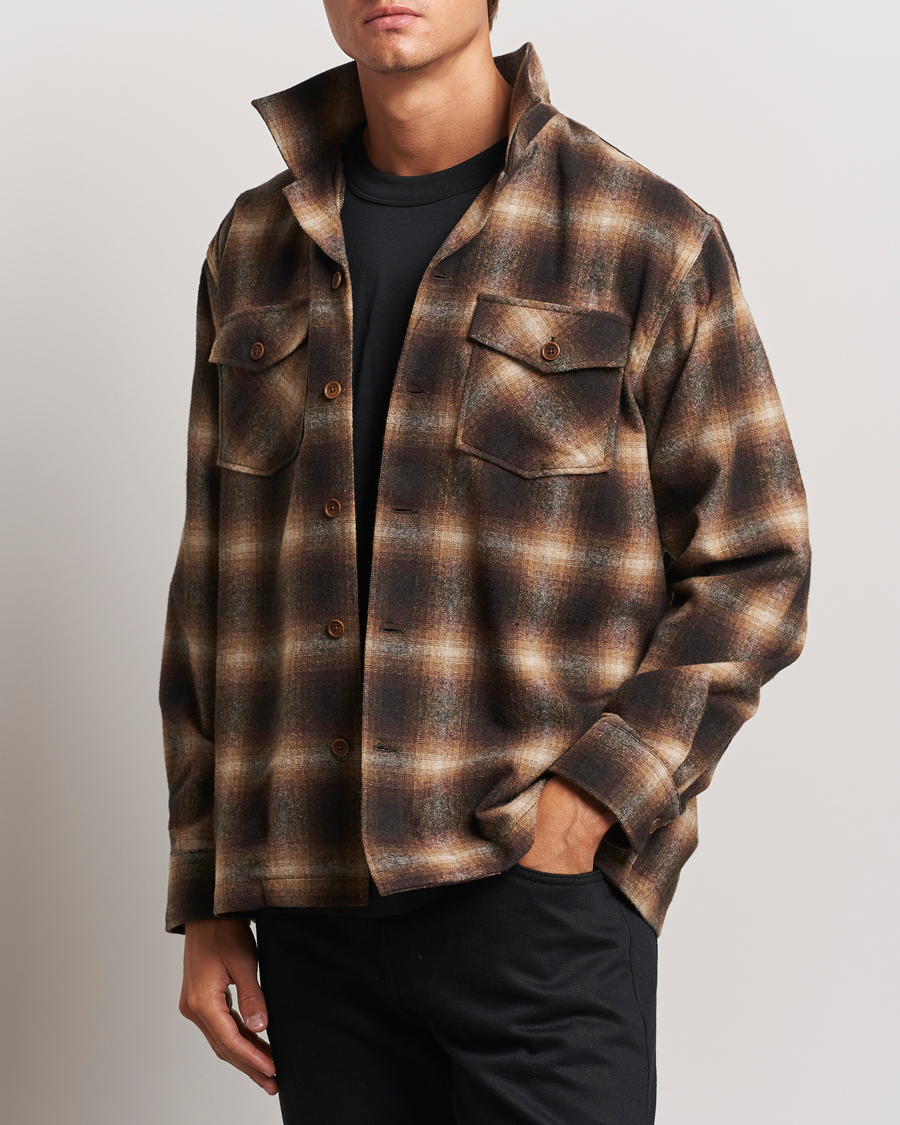Mies | Kauluspaidat | Nudie Jeans | Vincent Shadow Check Overshirt Brown/Beige