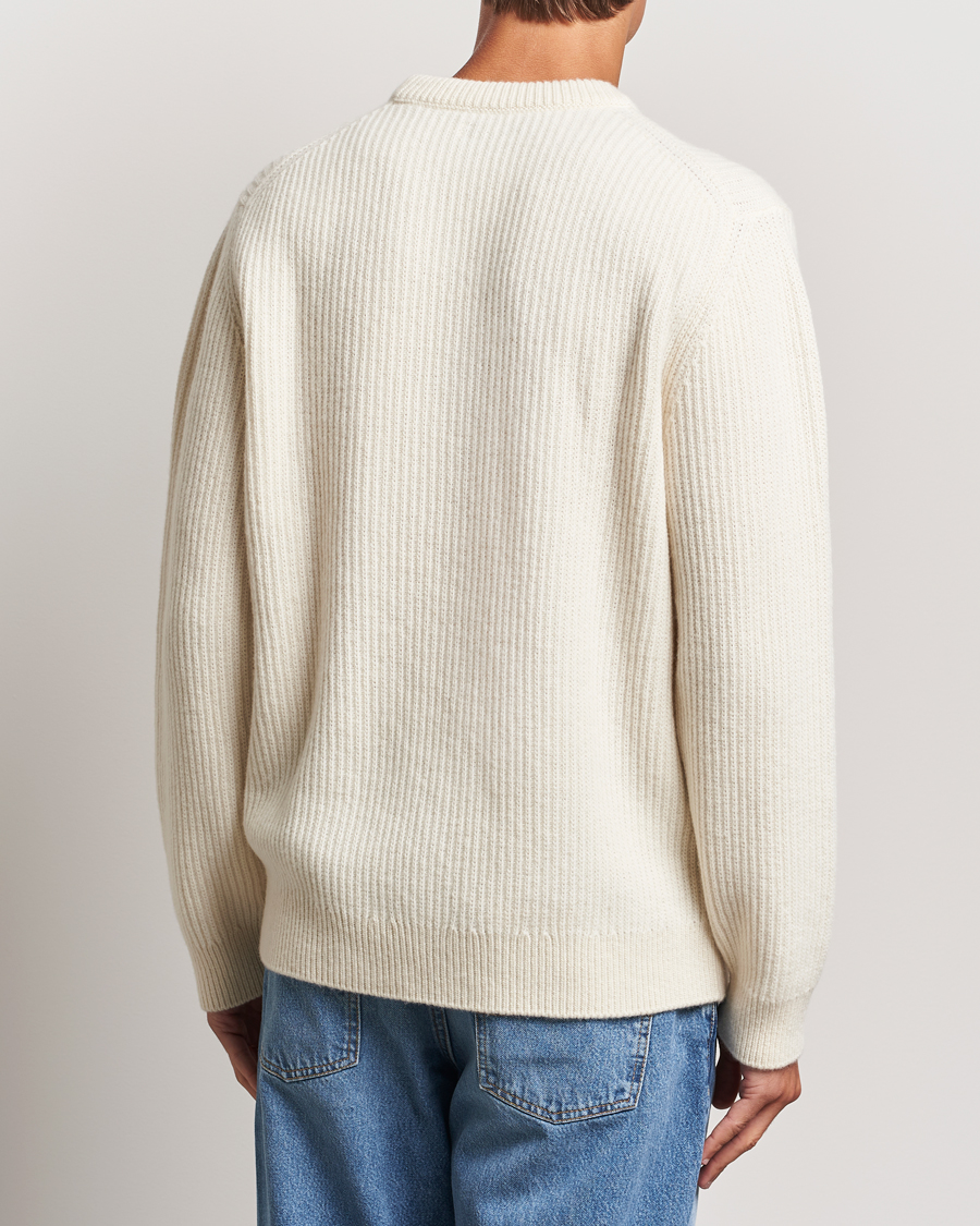 Mies | Puserot | Nudie Jeans | August Wool Rib Knitted Sweater Off White
