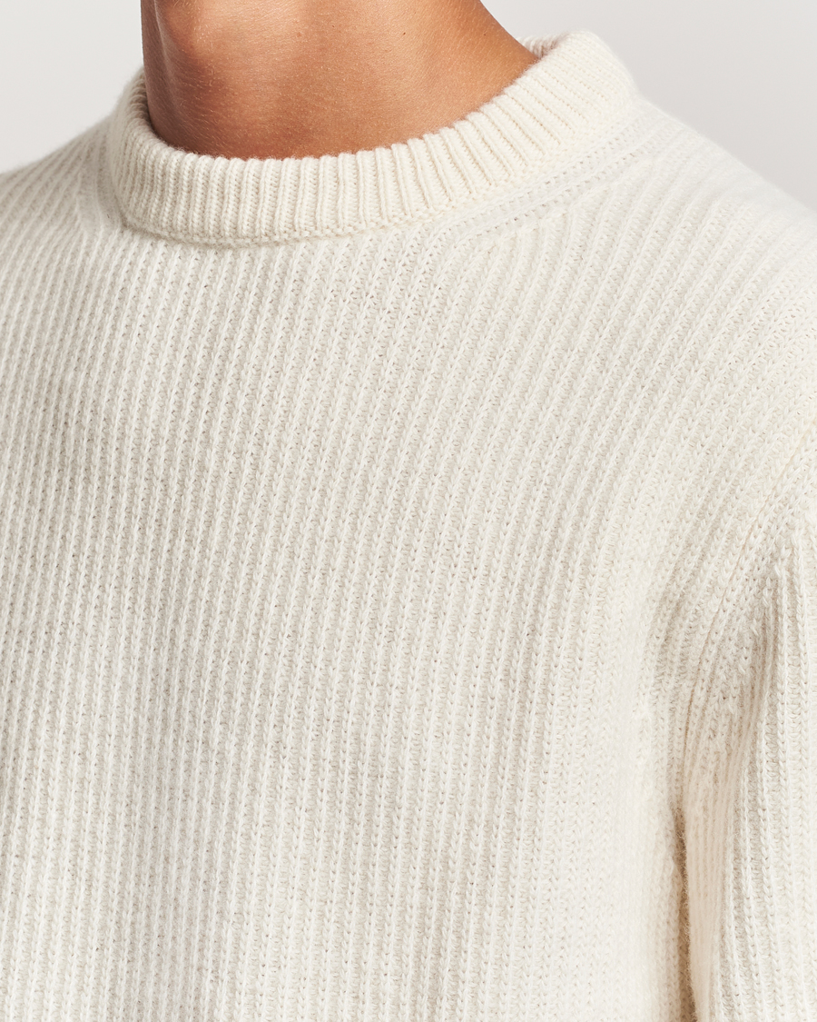 Mies | Puserot | Nudie Jeans | August Wool Rib Knitted Sweater Off White