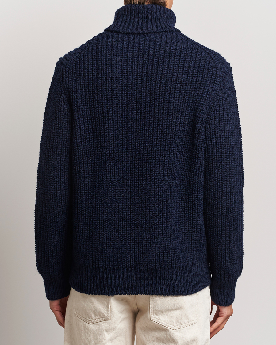 Mies | Puserot | Nudie Jeans | August Chunky Wool Knitted Rollneck Navy