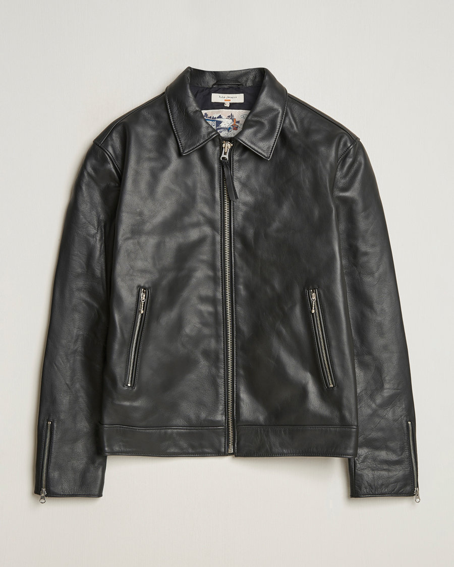 Mies | Takit | Nudie Jeans | Eddy Rider Leather Jacket Black