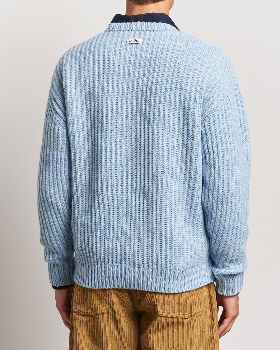 Mies | Puserot | Drôle de Monsieur | Heavy Cable Knit Pullover Light Blue