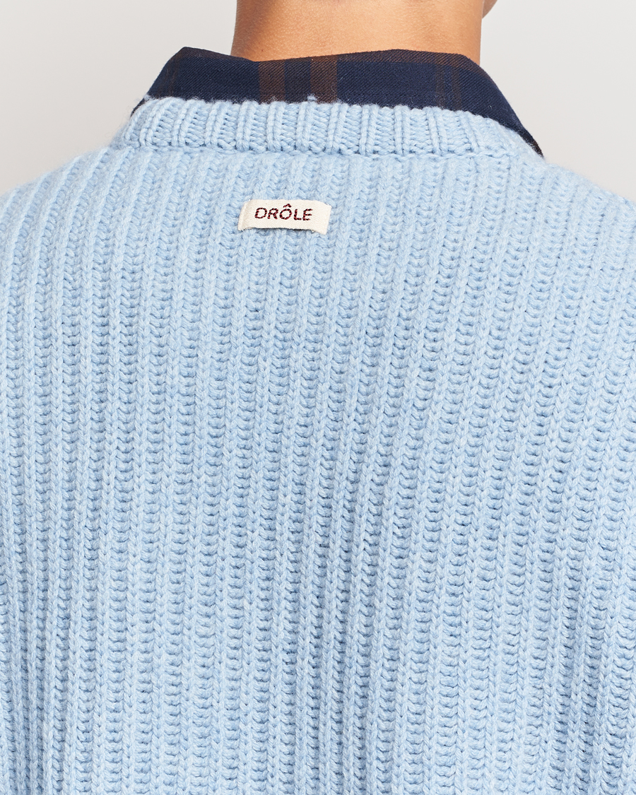 Mies | Puserot | Drôle de Monsieur | Heavy Cable Knit Pullover Light Blue
