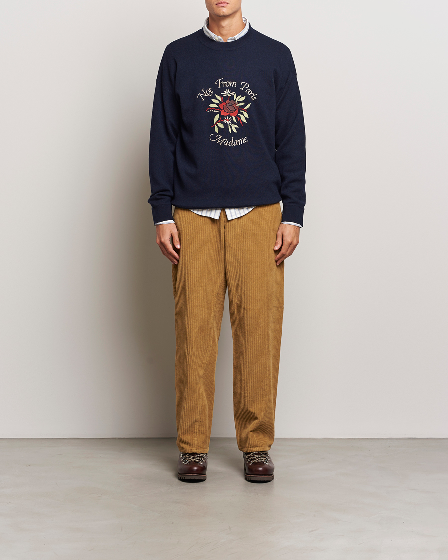 Mies | Puserot | Drôle de Monsieur | Flower Slogan Pullover Dark Navy
