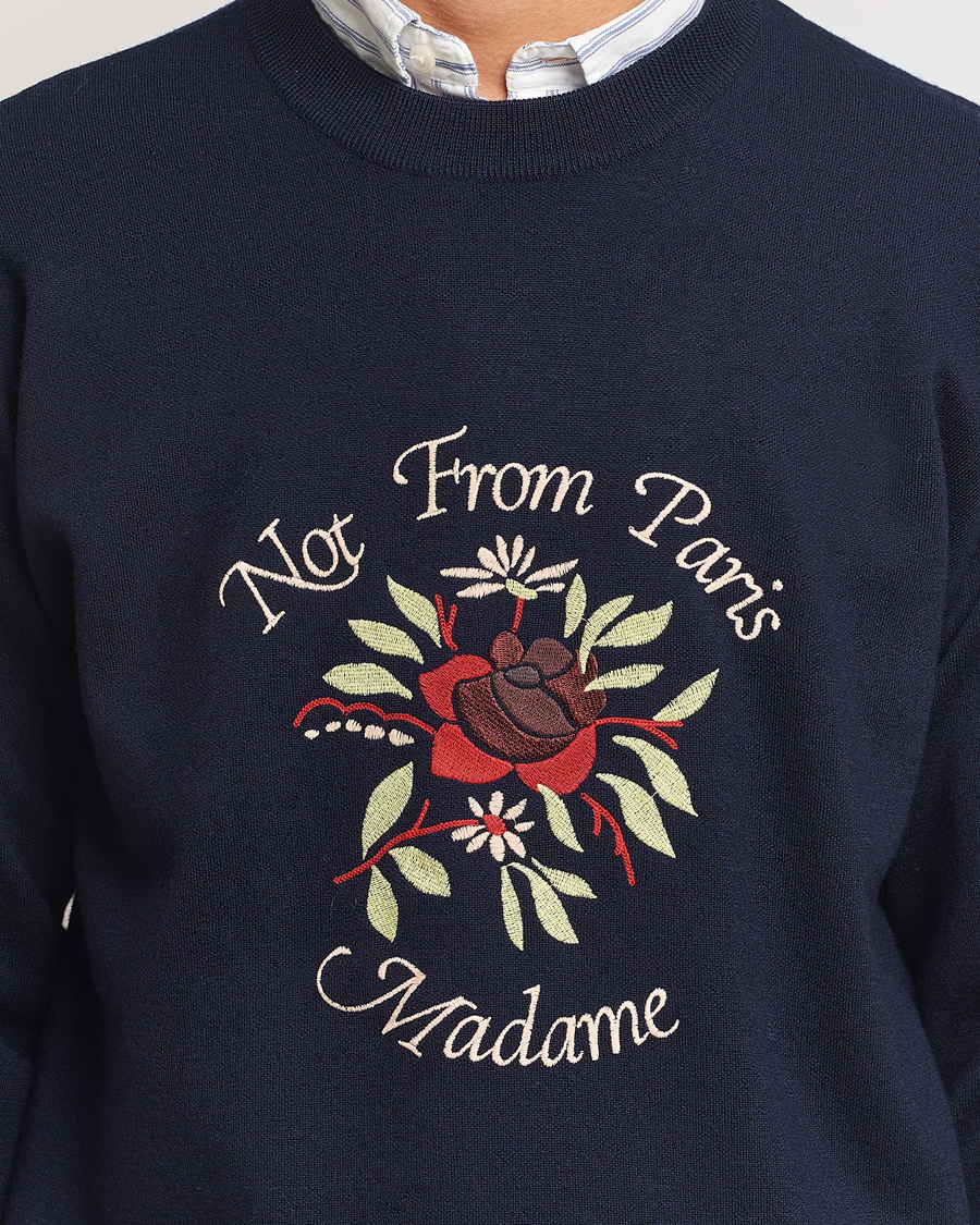 Mies | Puserot | Drôle de Monsieur | Flower Slogan Pullover Dark Navy