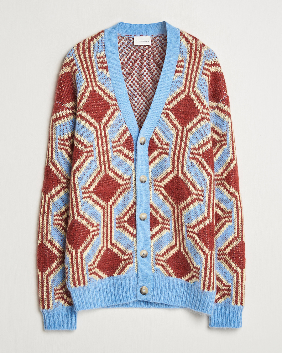 Mies | Puserot | Drôle de Monsieur | Geometric Mohair Cardigan Red/Blue