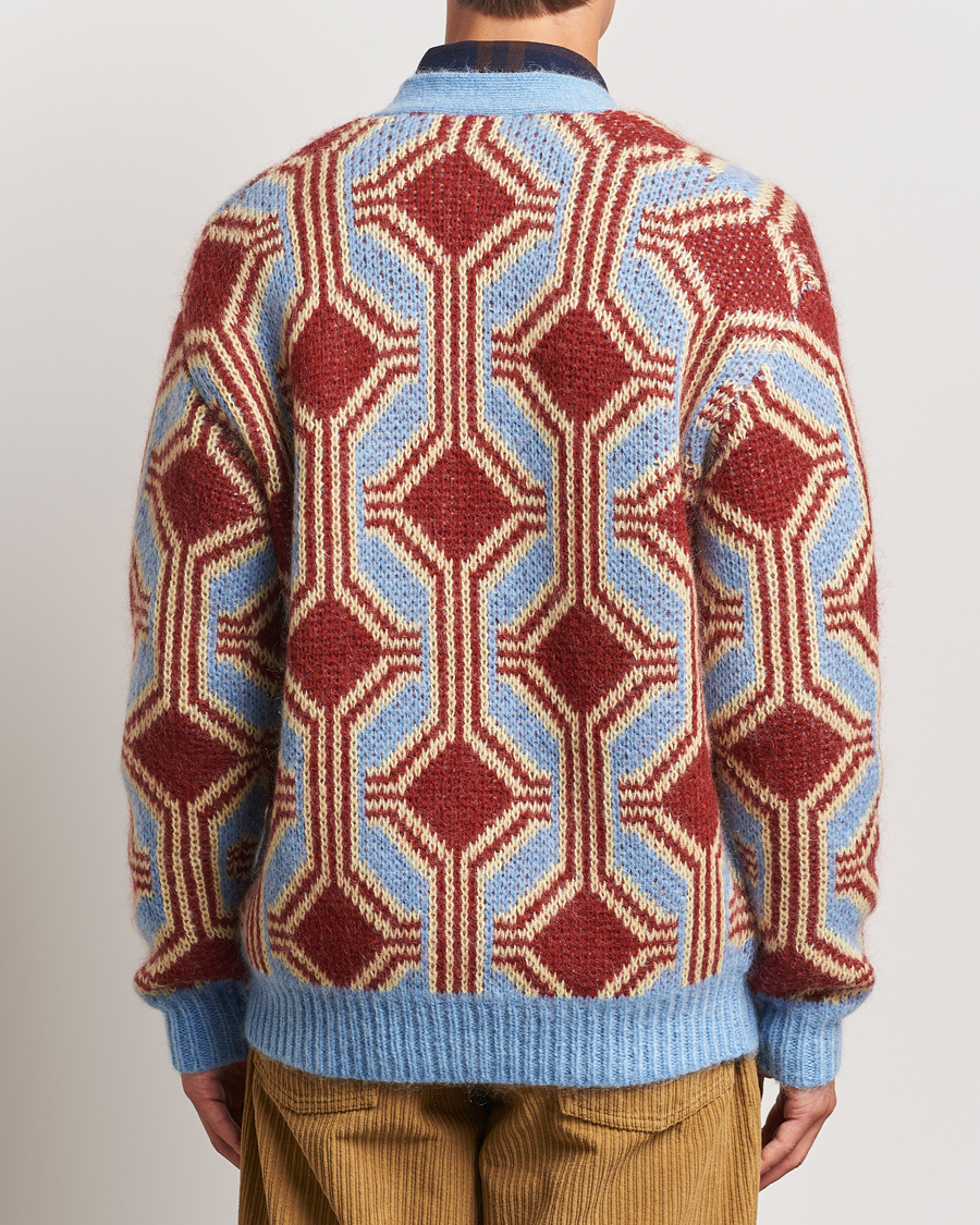 Mies | Puserot | Drôle de Monsieur | Geometric Mohair Cardigan Red/Blue