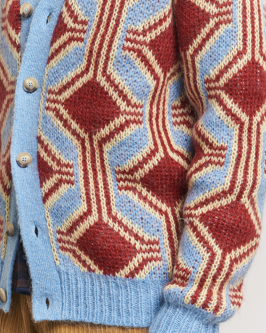 Mies | Puserot | Drôle de Monsieur | Geometric Mohair Cardigan Red/Blue