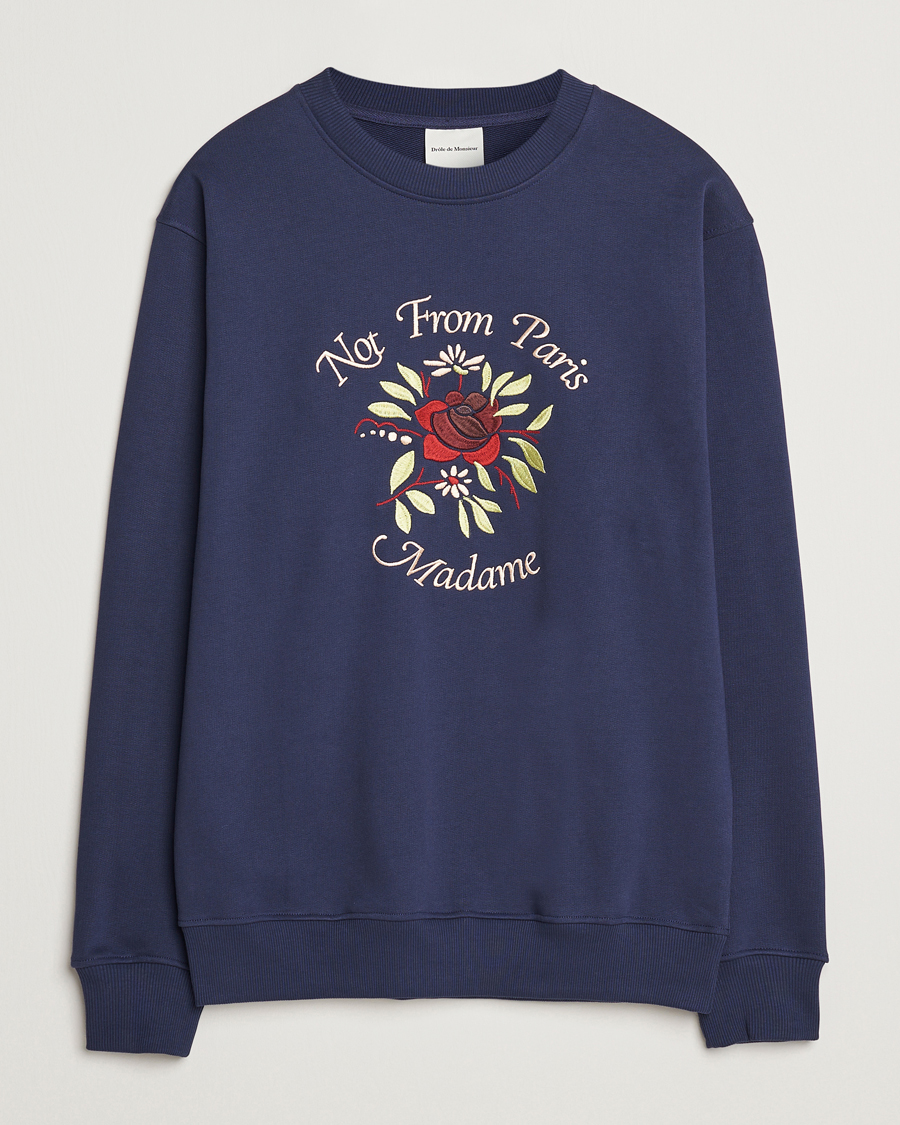Mies | Puserot | Drôle de Monsieur | Flower Slogan Sweatshirt Dark Navy