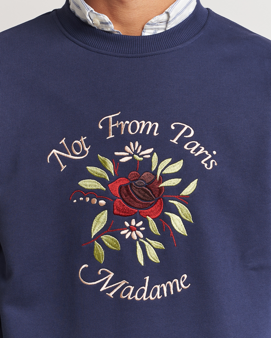 Mies | Puserot | Drôle de Monsieur | Flower Slogan Sweatshirt Dark Navy
