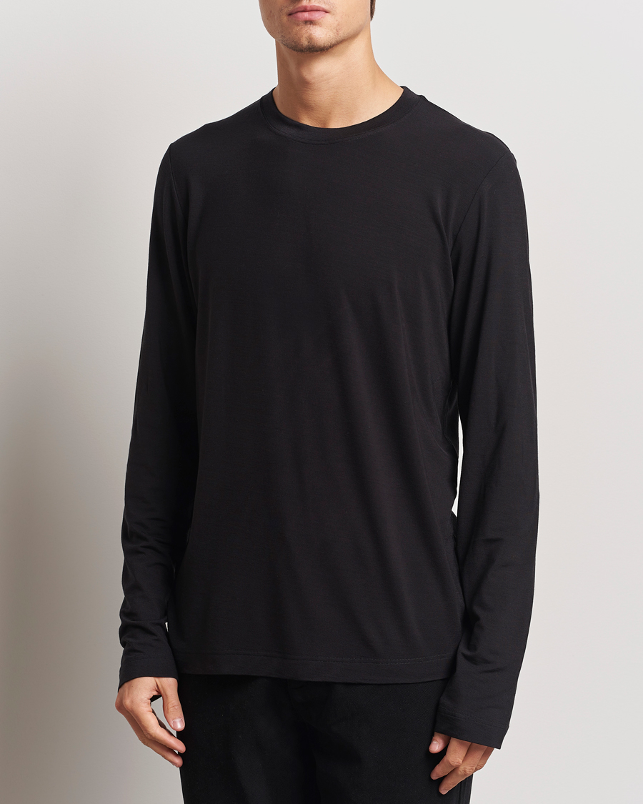Mies | T-paidat | CDLP | Wool Long Sleeve T-Shirt Black