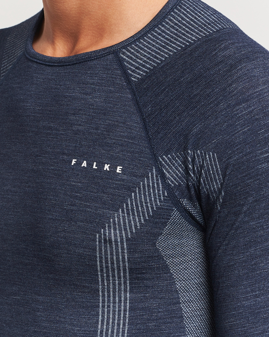Mies | T-paidat | Falke Sport | Long Sleeve Wool Tech Shirt Space Blue