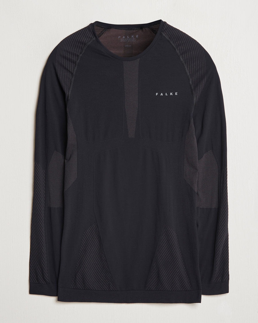Mies | T-paidat | Falke Sport | Long Sleeve Warm Shirt Black