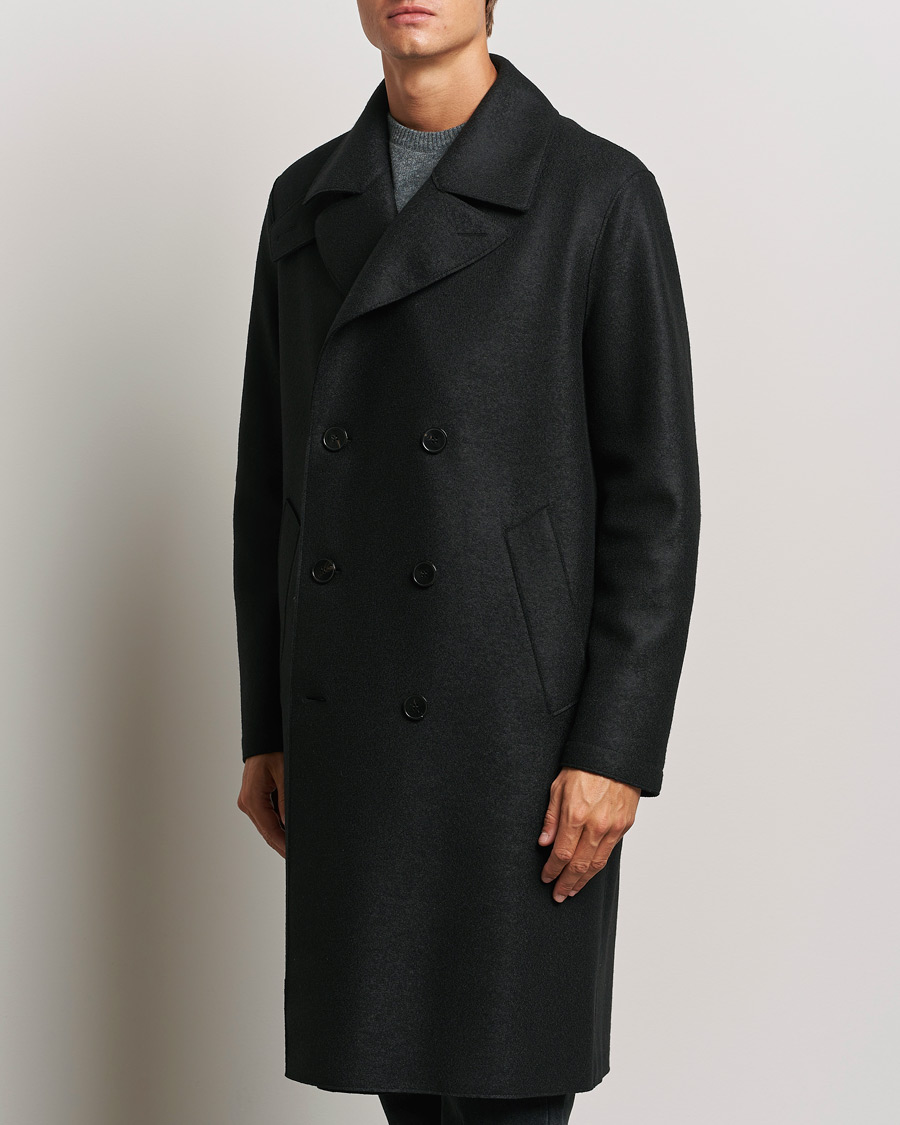 Mies | Takit | Harris Wharf London | Pressed Wool Long Peacoat Black