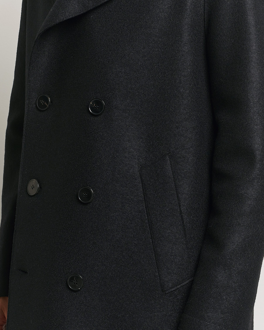 Mies | Takit | Harris Wharf London | Pressed Wool Long Peacoat Black