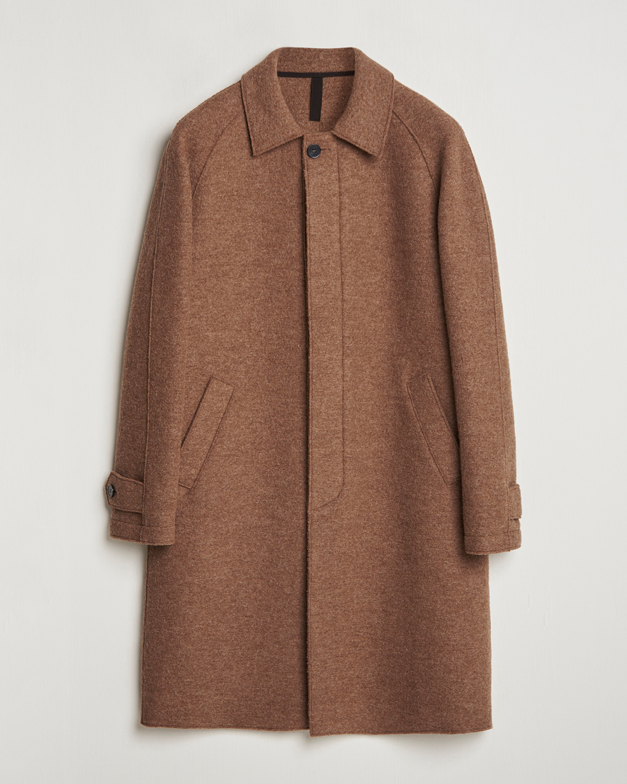 Mies | Takit | Harris Wharf London | Boiled Wool Raglan Coat Caramel Melange