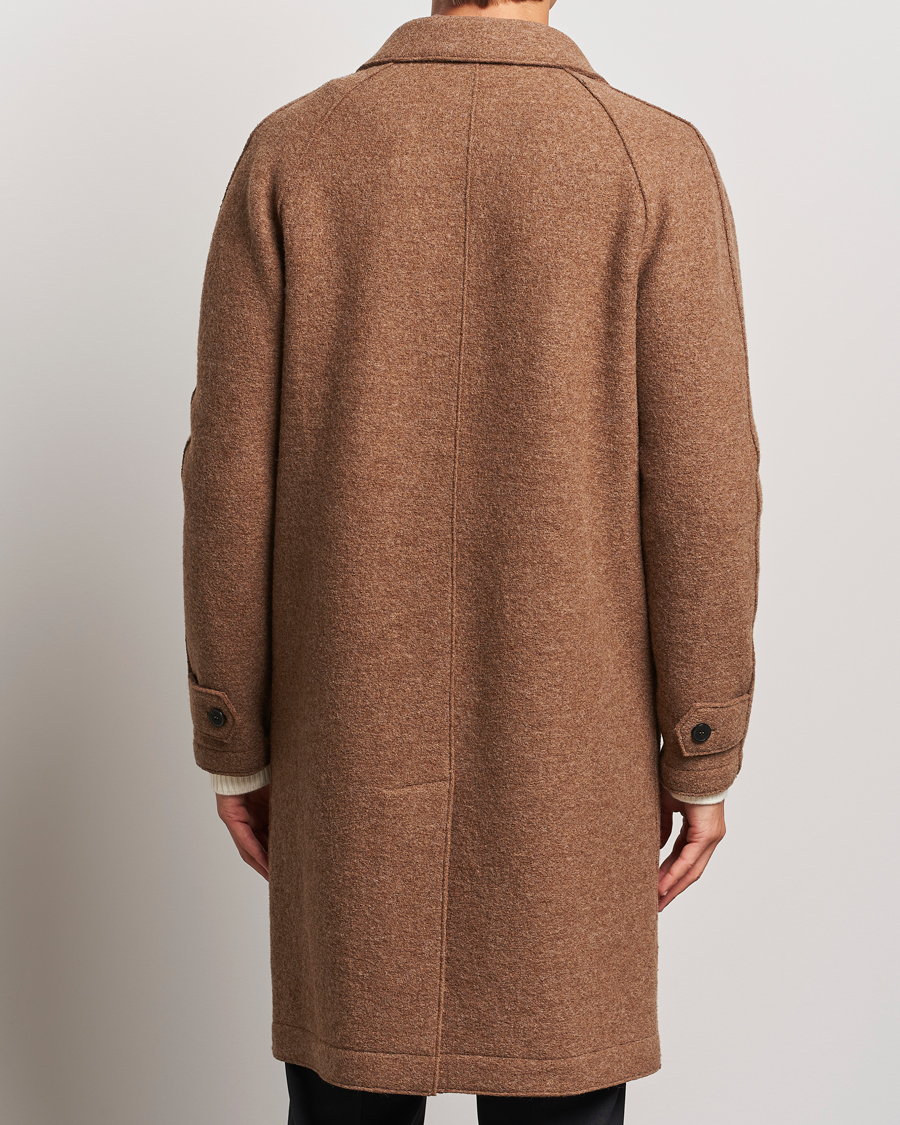 Mies | Takit | Harris Wharf London | Boiled Wool Raglan Coat Caramel Melange