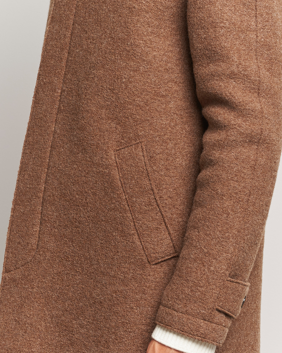 Mies | Takit | Harris Wharf London | Boiled Wool Raglan Coat Caramel Melange