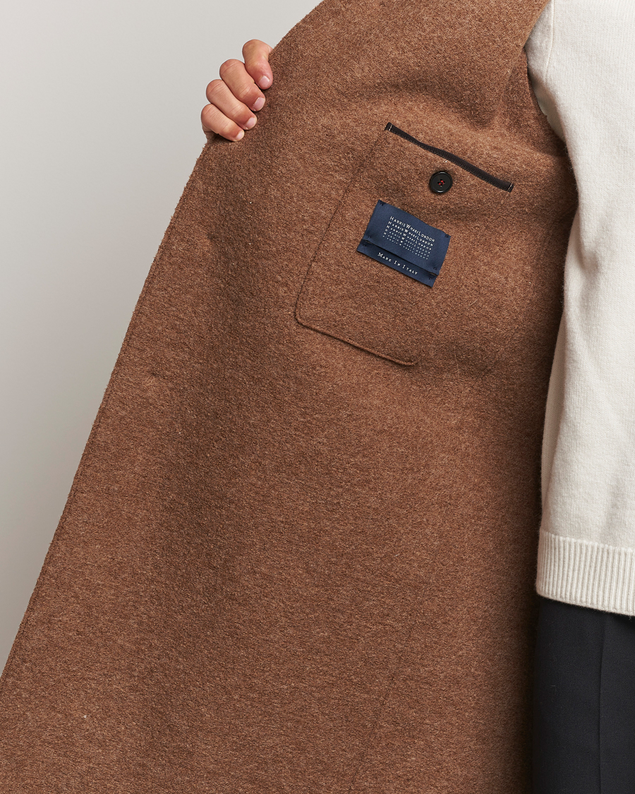 Mies | Takit | Harris Wharf London | Boiled Wool Raglan Coat Caramel Melange