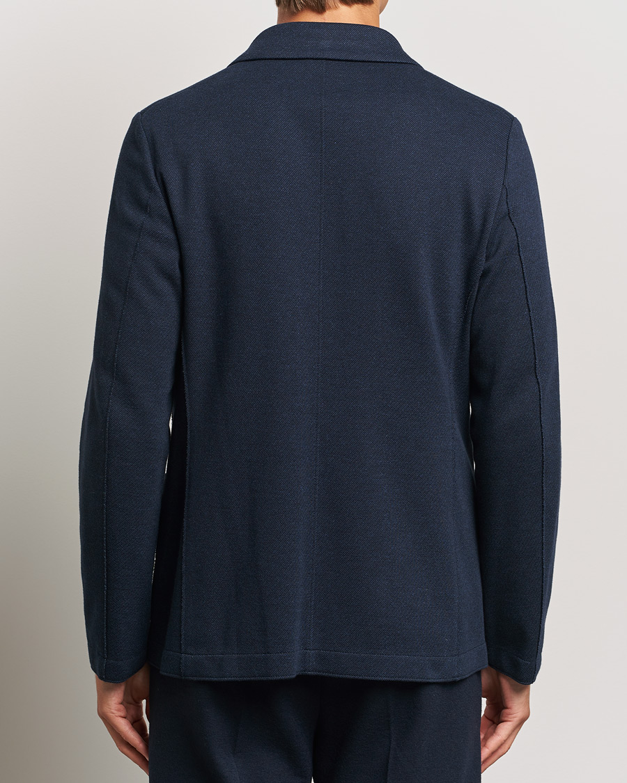 Mies | Pikkutakit | Harris Wharf London | Double Breasted Peak Lapel Jersey Blazer Navy Twill