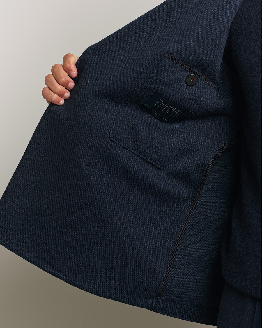 Mies | Pikkutakit | Harris Wharf London | Double Breasted Peak Lapel Jersey Blazer Navy Twill