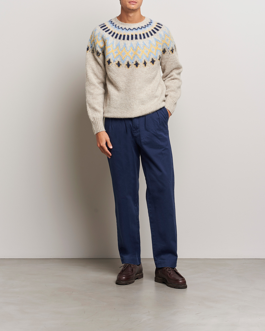 Mies | Puserot | Howlin' | Brushed Wool Fair Isle Crew Sweater Cosmic Latte