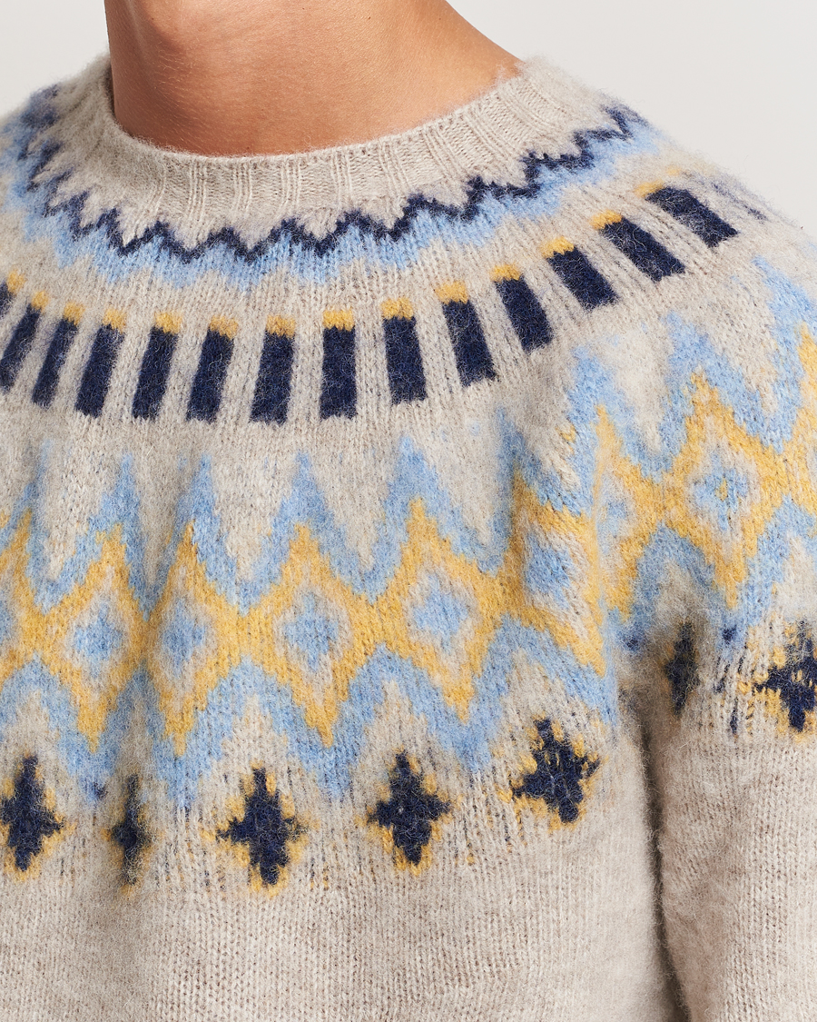Mies | Puserot | Howlin' | Brushed Wool Fair Isle Crew Sweater Cosmic Latte