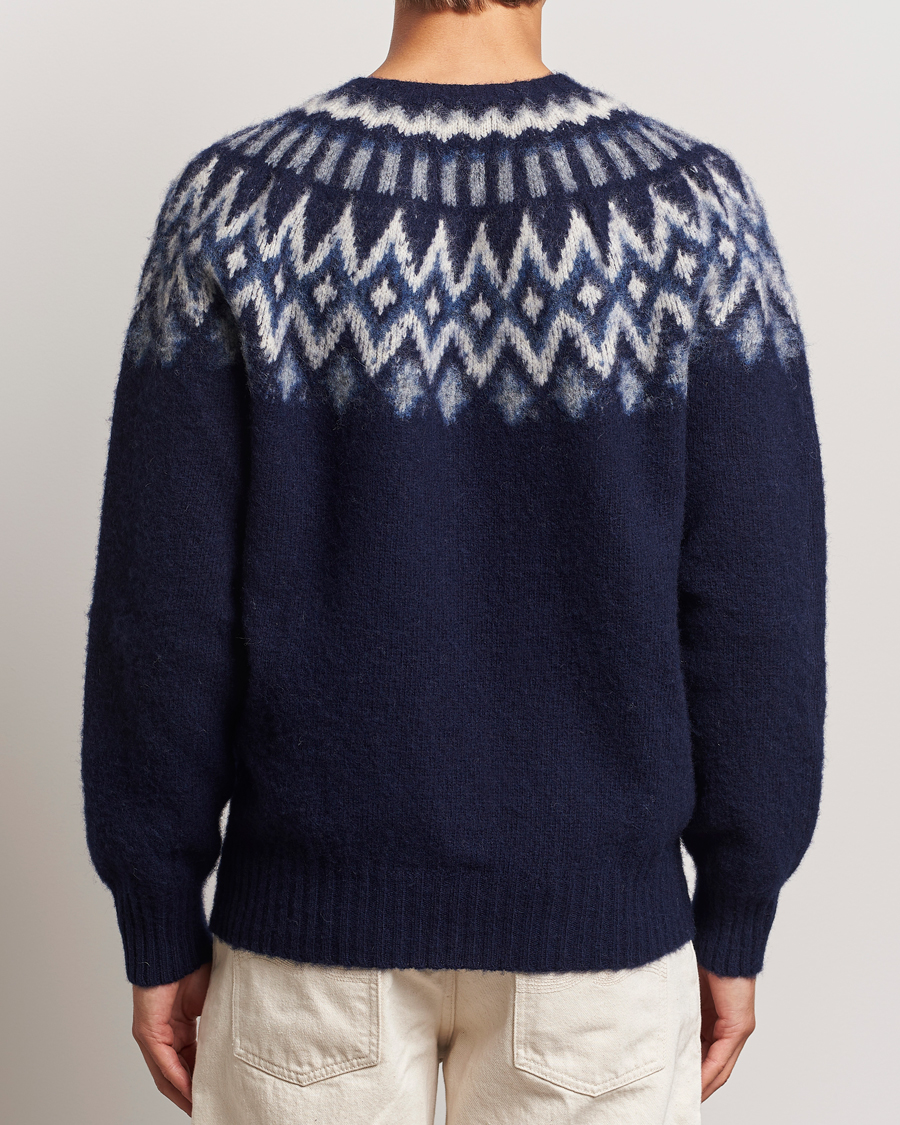 Mies | Puserot | Howlin' | Brushed Wool Fair Isle Crew Sweater Denim
