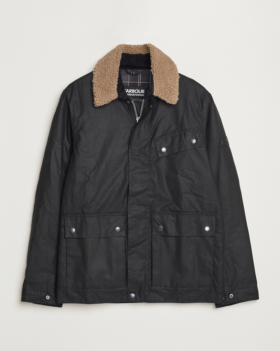 Mies | Takit | Barbour International | Coppice Wax Sherling Collar Jacket Black