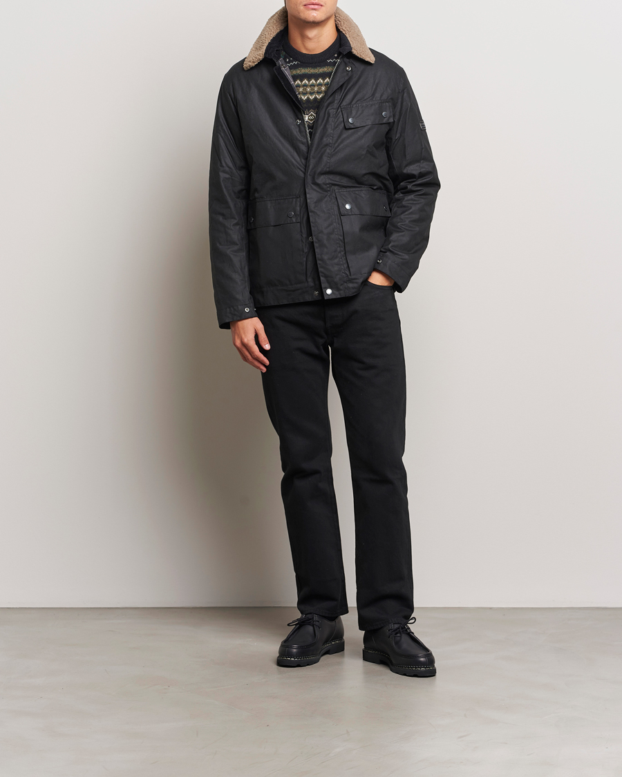 Mies | Takit | Barbour International | Coppice Wax Sherling Collar Jacket Black