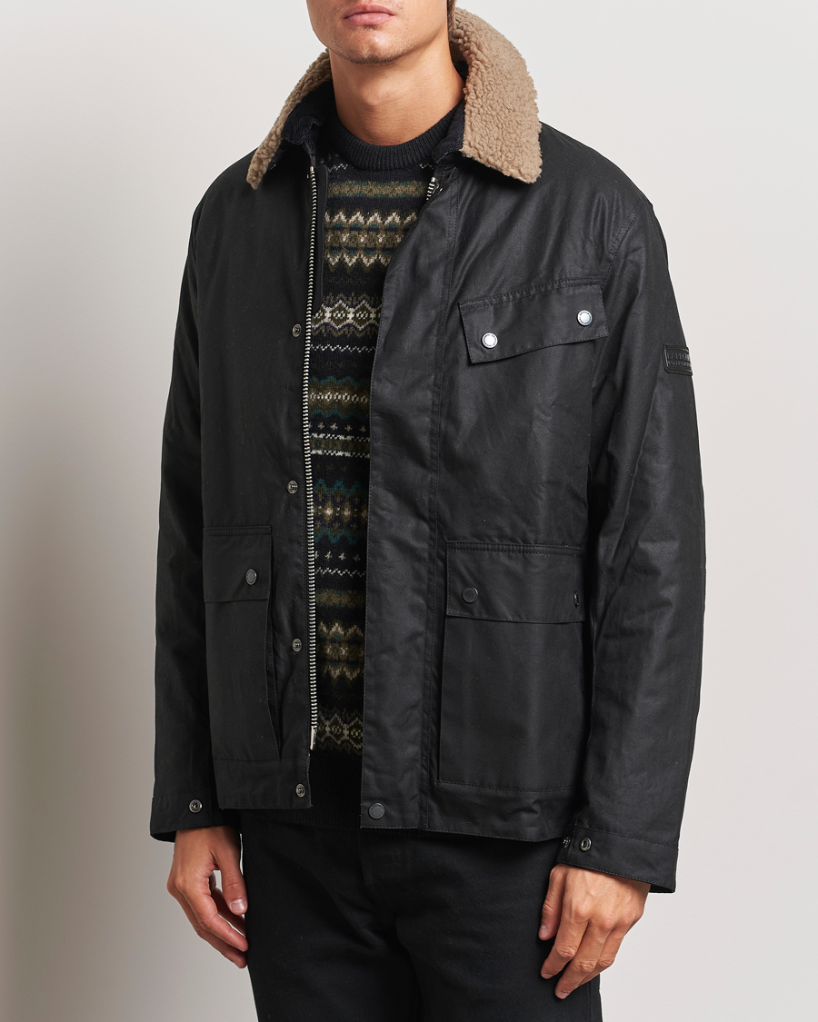 Mies | Takit | Barbour International | Coppice Wax Sherling Collar Jacket Black