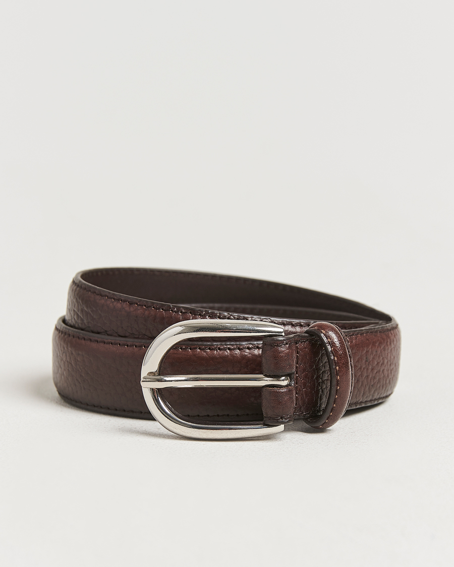 Mies | Vyöt | Loake Shoemakers | Loake 1880 Harry Grained Leather Belt Dark Brown