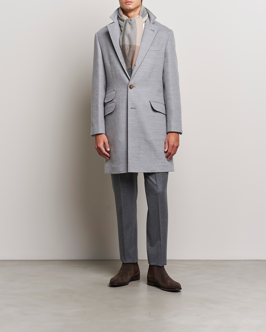 Mies | Takit | Brunello Cucinelli | Single Breasted Beaver Wool Coat Pearl Grey