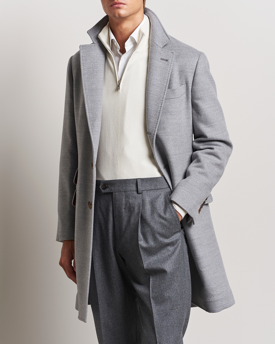 Mies | Takit | Brunello Cucinelli | Single Breasted Beaver Wool Coat Pearl Grey
