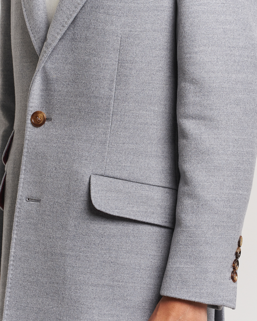 Mies | Takit | Brunello Cucinelli | Single Breasted Beaver Wool Coat Pearl Grey