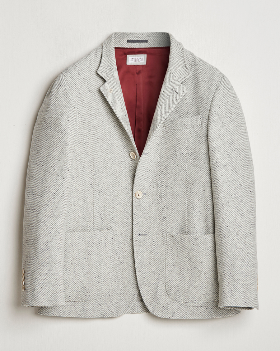 Mies | Takit | Brunello Cucinelli | Cashmere Herringbone City Jacket Pearl Grey