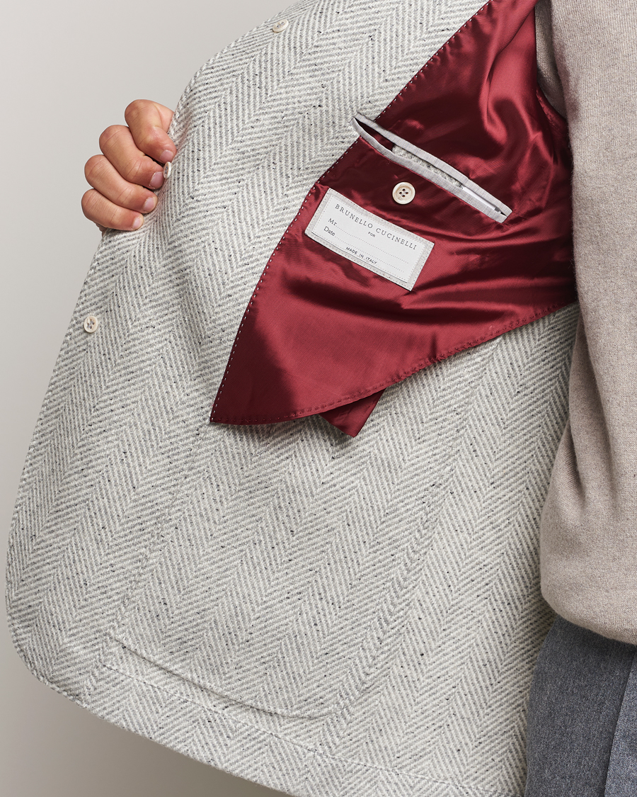 Mies | Takit | Brunello Cucinelli | Cashmere Herringbone City Jacket Pearl Grey