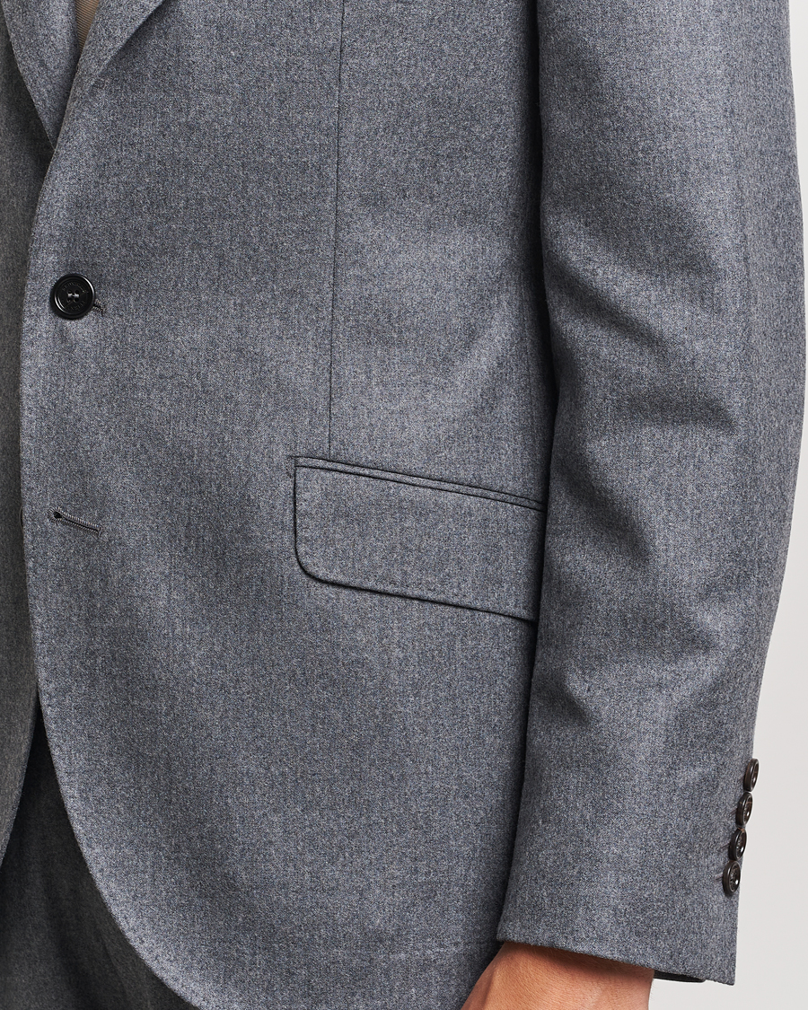 Mies | Puvut | Brunello Cucinelli | Single Breasted Flannel Suit Grey Melange