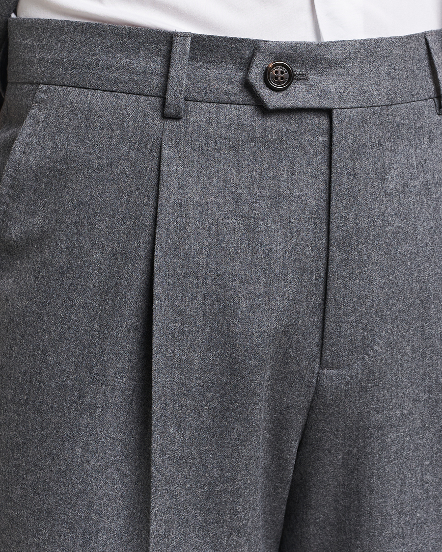 Mies | Puvut | Brunello Cucinelli | Single Breasted Flannel Suit Grey Melange