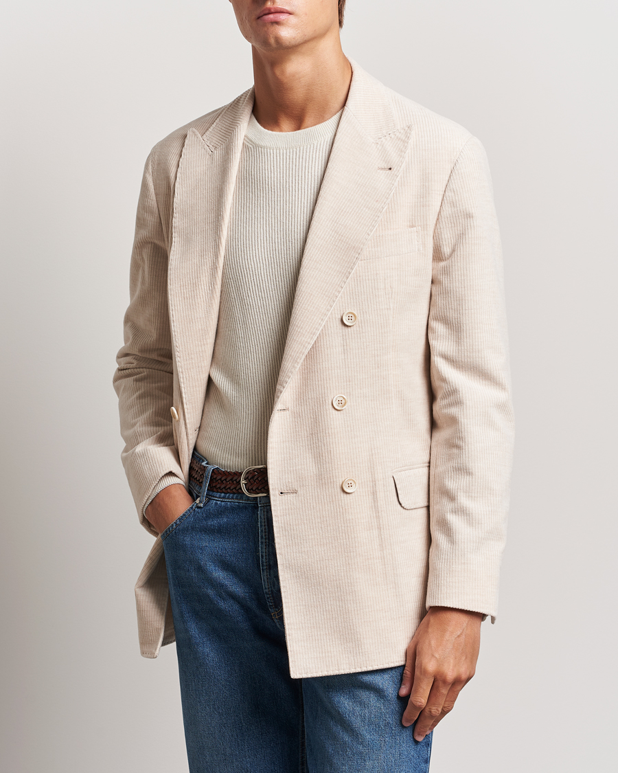 Mies | Pikkutakit | Brunello Cucinelli | Double Breasted Cashmere Corduroy Blazer Sand