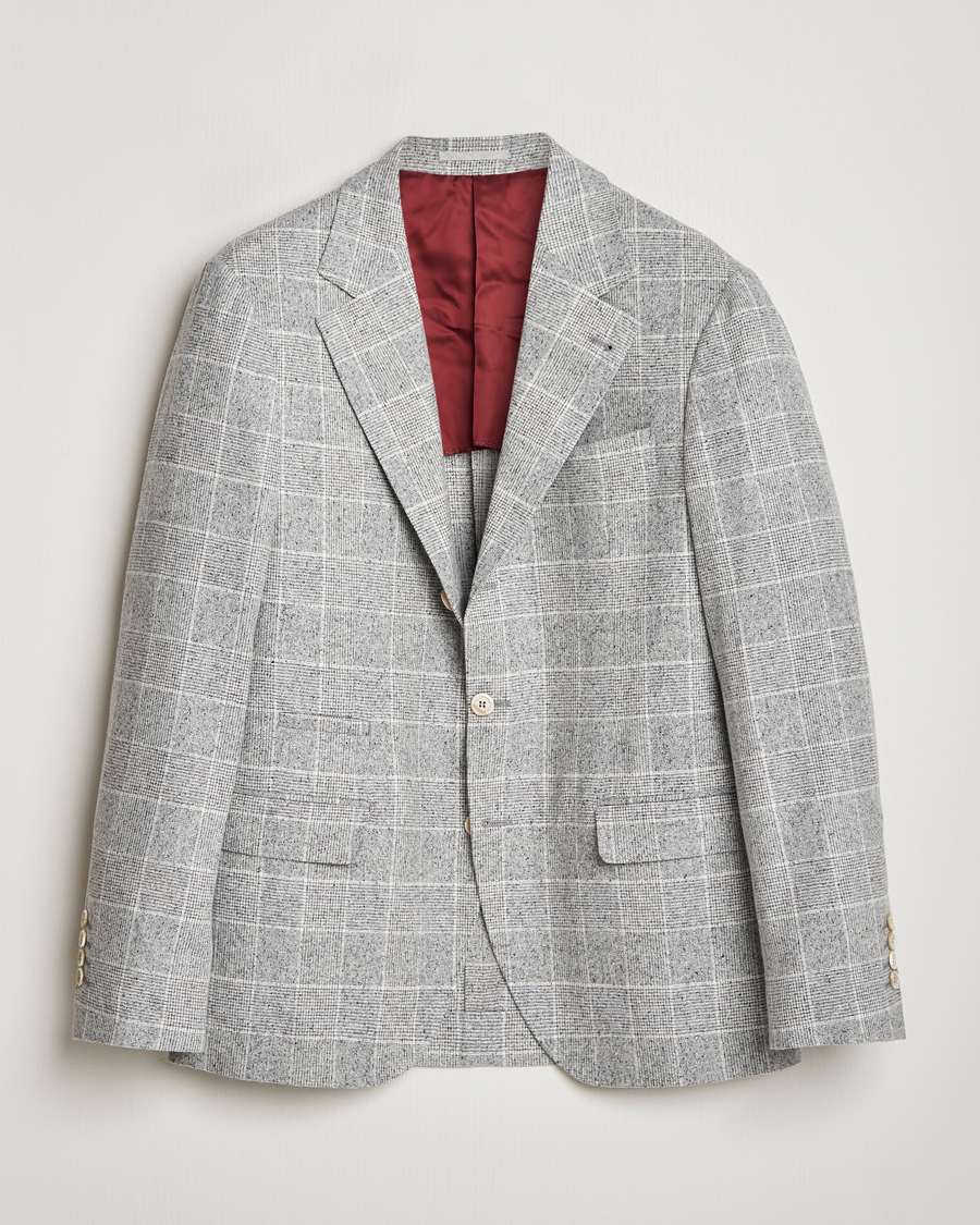Mies | Pikkutakit | Brunello Cucinelli | Single Breasted Check Blazer Pearl Grey