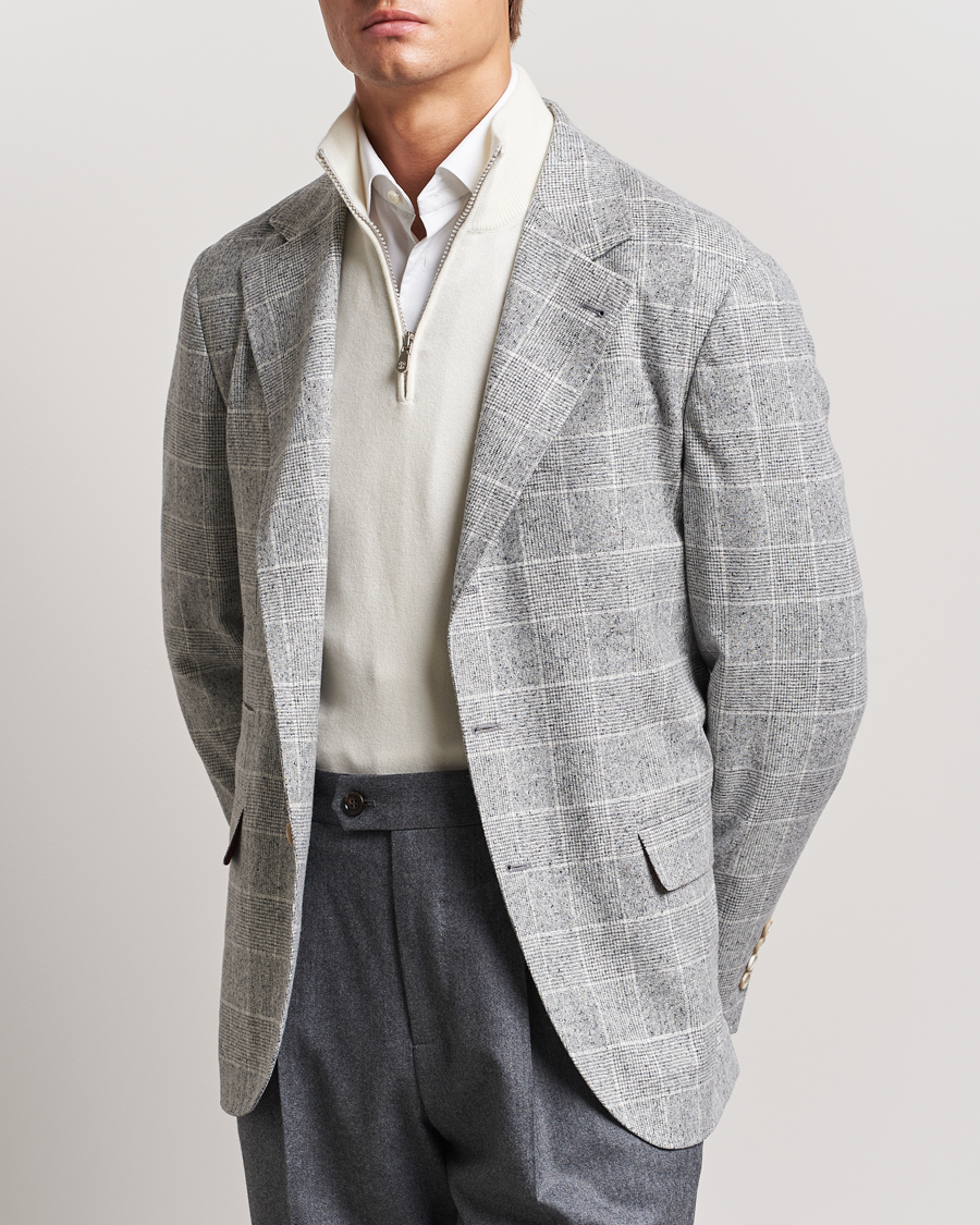 Mies | Pikkutakit | Brunello Cucinelli | Single Breasted Check Blazer Pearl Grey