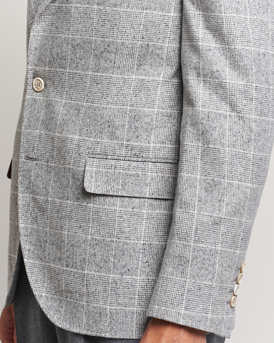 Mies | Pikkutakit | Brunello Cucinelli | Single Breasted Check Blazer Pearl Grey