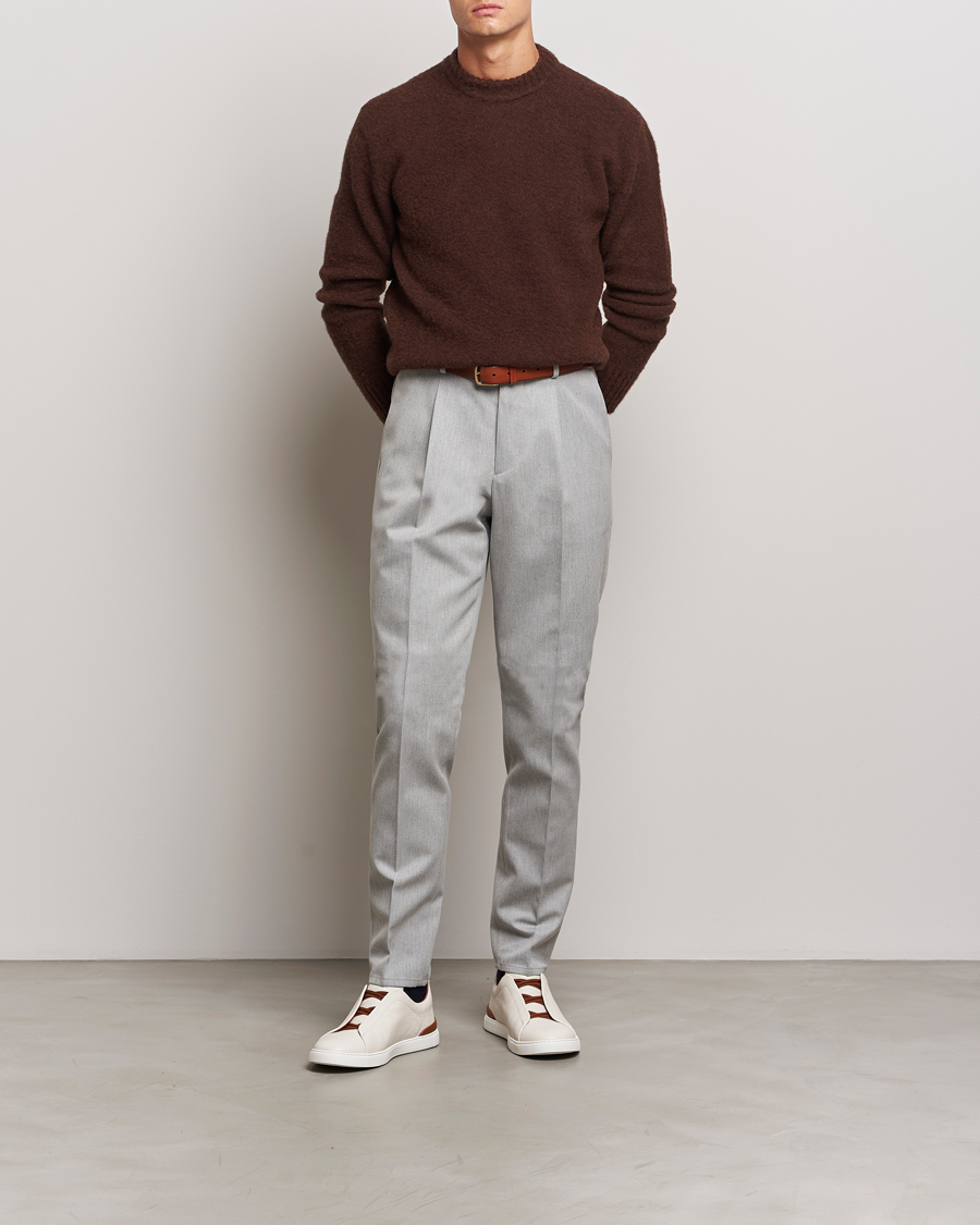 Mies | Housut | Brunello Cucinelli | Slim Fit Pleated Wool Trousers Light Grey