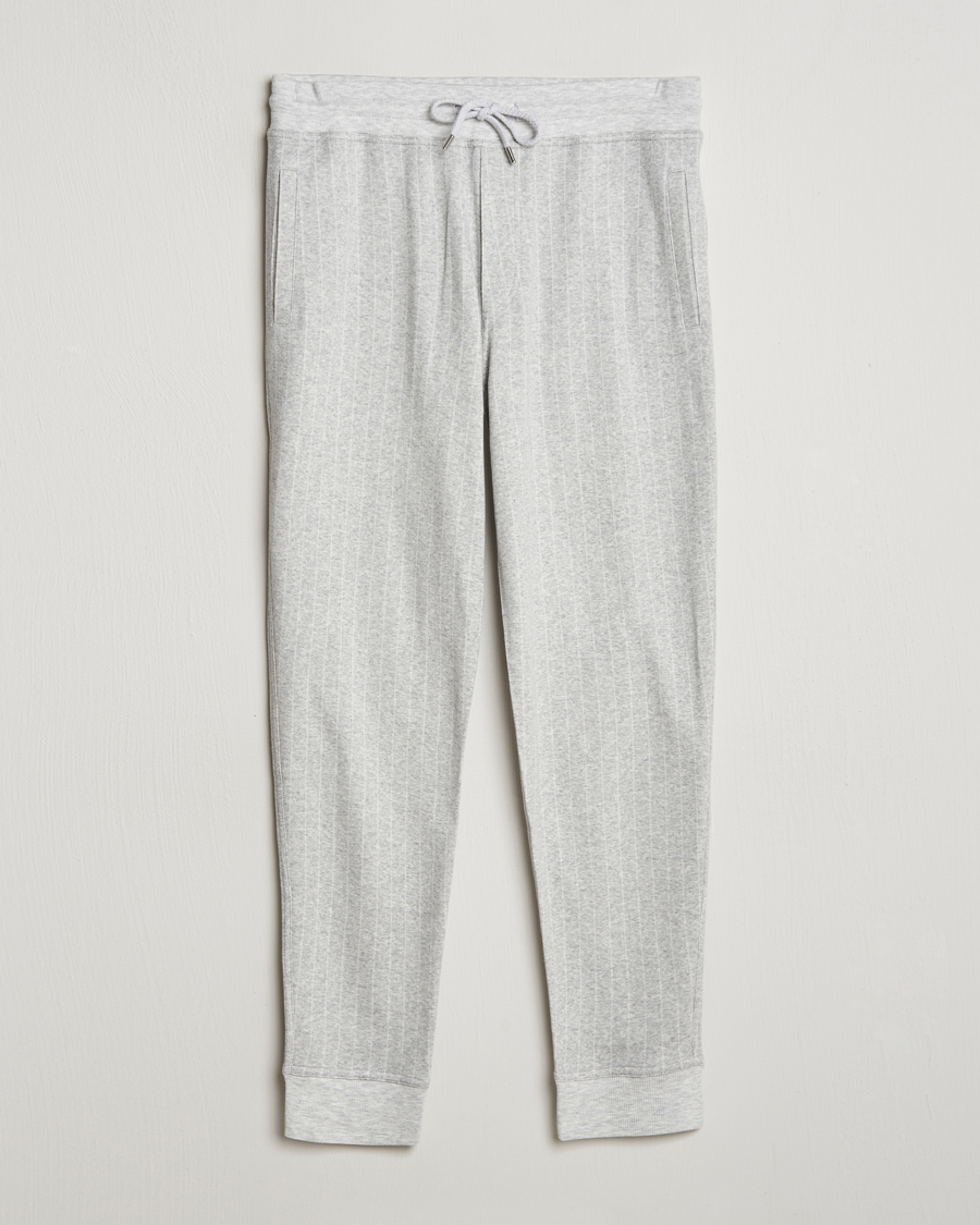 Mies | Housut | Brunello Cucinelli | Soft Pinstripe Sweatpants Pearl Grey
