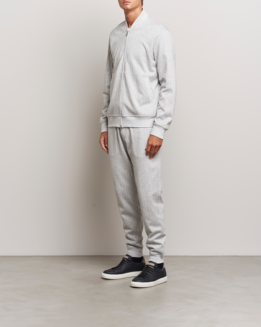 Mies | Housut | Brunello Cucinelli | Soft Pinstripe Sweatpants Pearl Grey