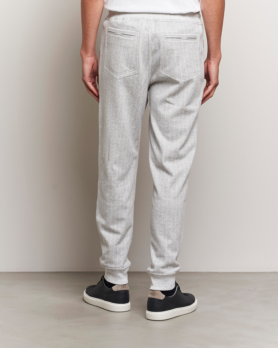 Mies | Housut | Brunello Cucinelli | Soft Pinstripe Sweatpants Pearl Grey