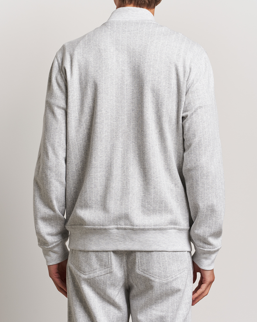 Mies | Puserot | Brunello Cucinelli | Soft Pinstripe Full Zip Sweater Pearl Grey