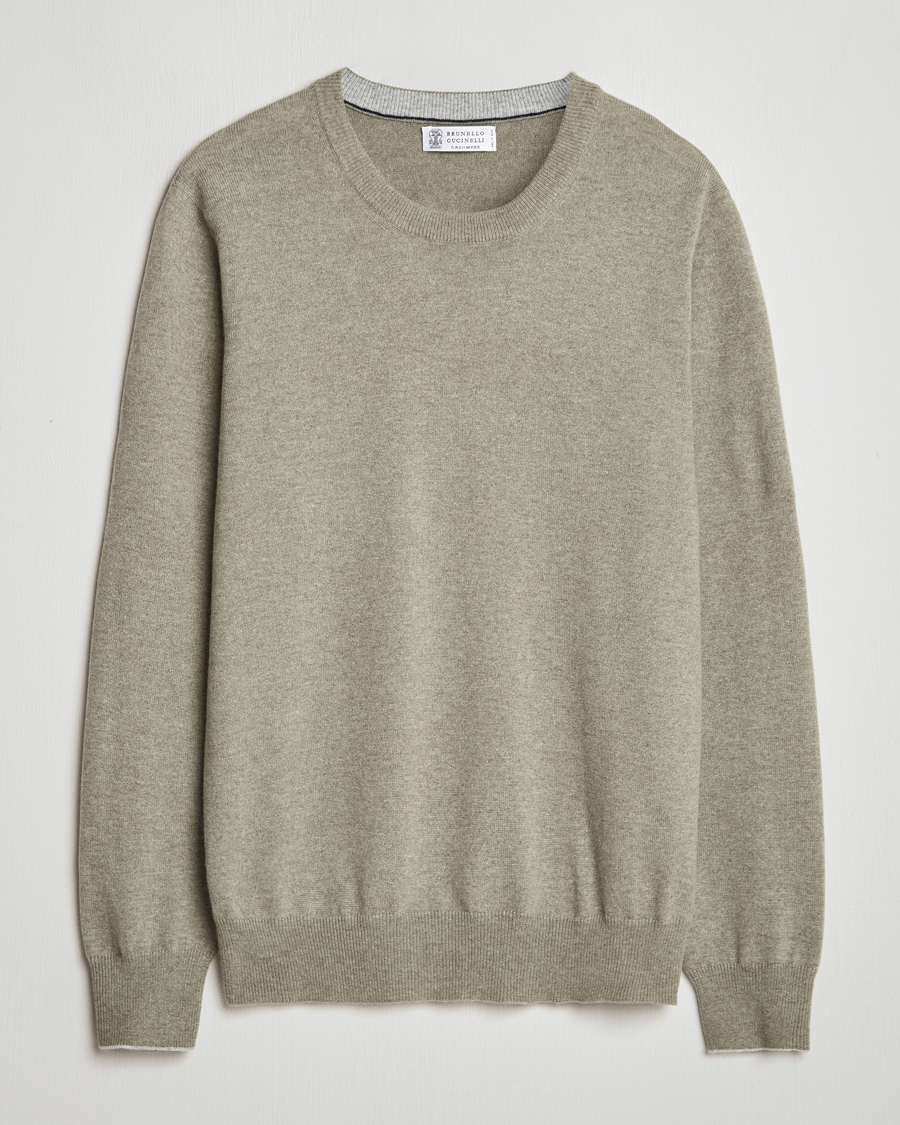 Mies | Puserot | Brunello Cucinelli | 2 Ply Cashmere Pullover Olive