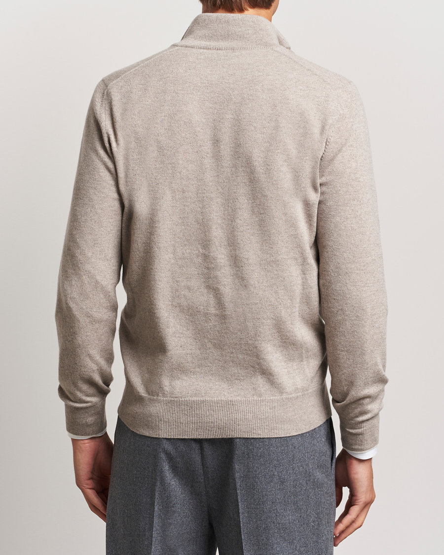 Mies | Puserot | Brunello Cucinelli | 2 Ply Cashmere Half Zip Beige